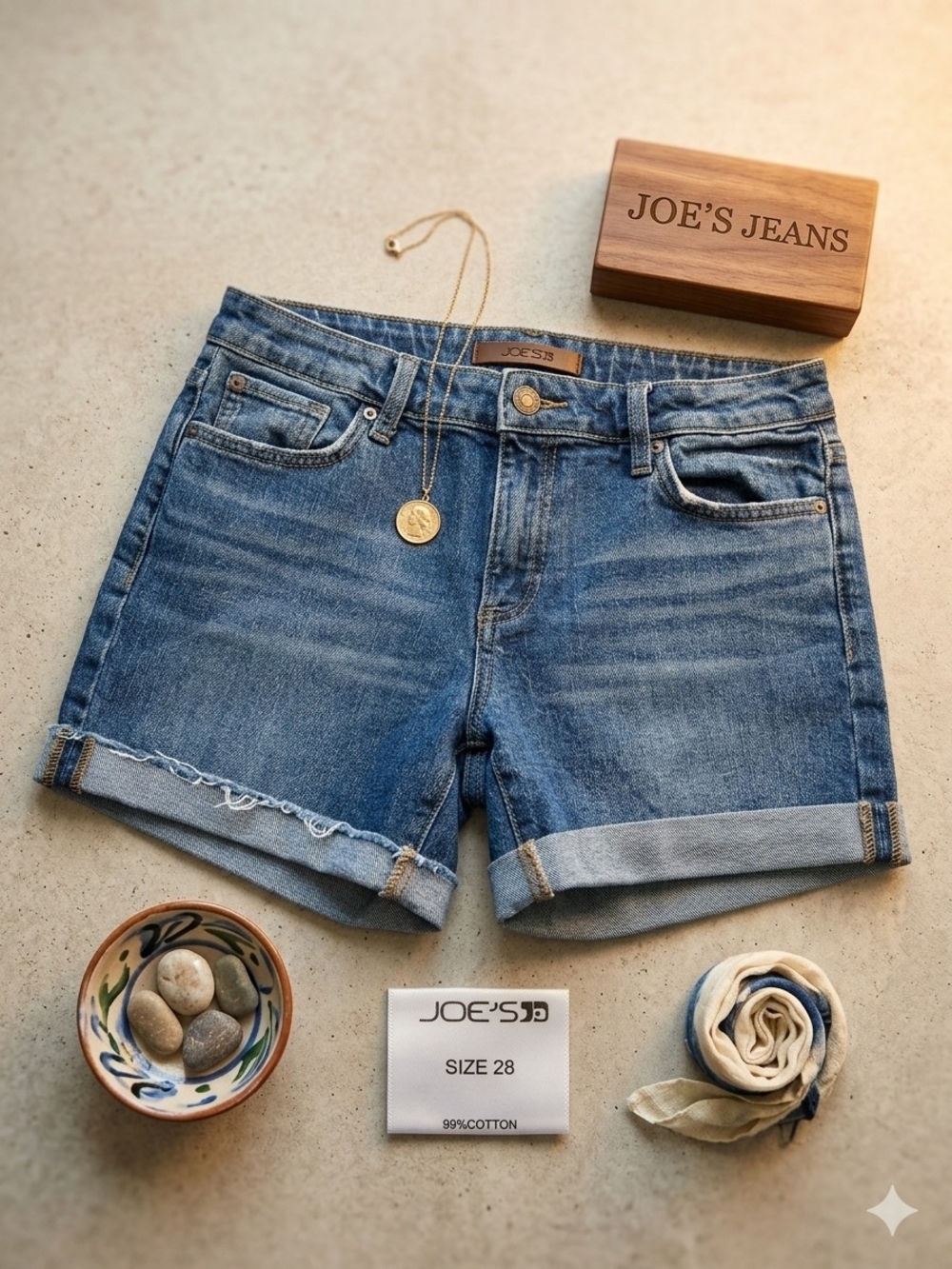 Joe’s Jeans Women’s Blue Denim Cuffed Shorts Size 28
